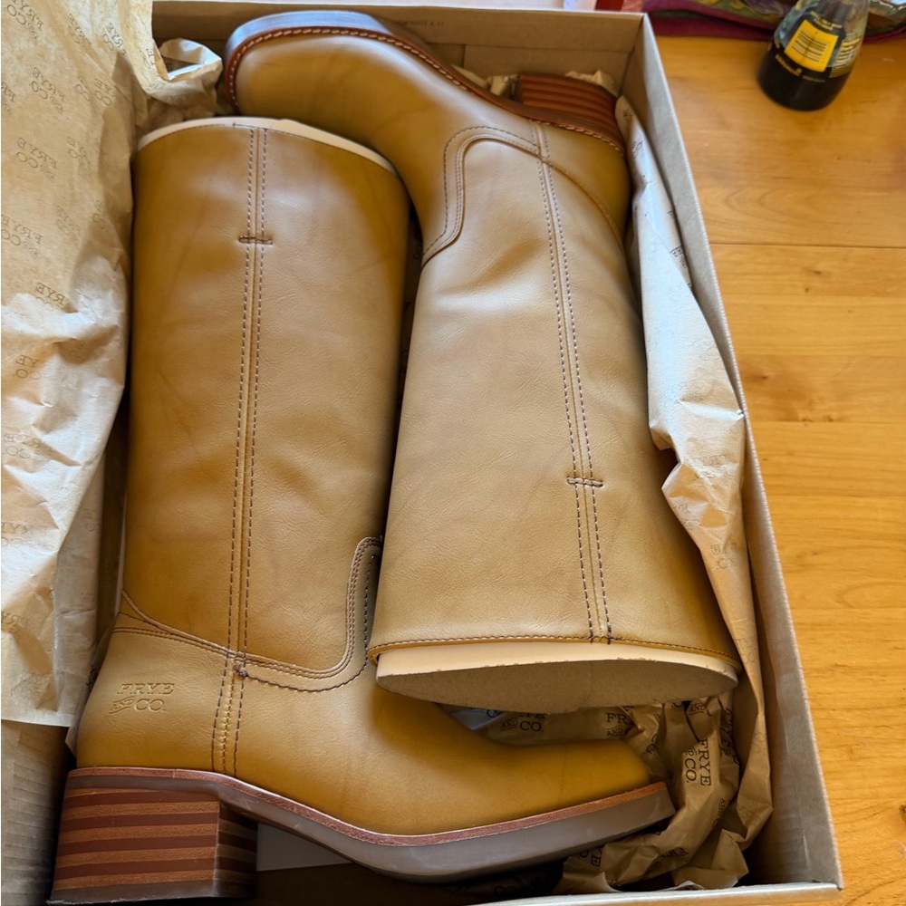 FRYE AND CO. Tan Leather Knee-High Heeled Boots